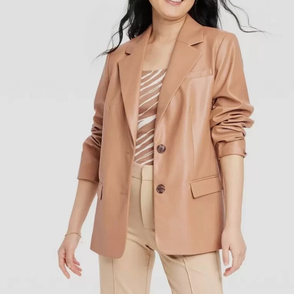 NWT A New Day  Tan Faux Leather Blazer, 1X